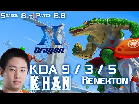 KZ Khan RENEKTON vs IRELIA Top - Patch 8.8 KR Ranked