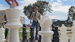 Checkmate in the park - Moorhead teen makes giant chess board at city park for Eagle Scout project
