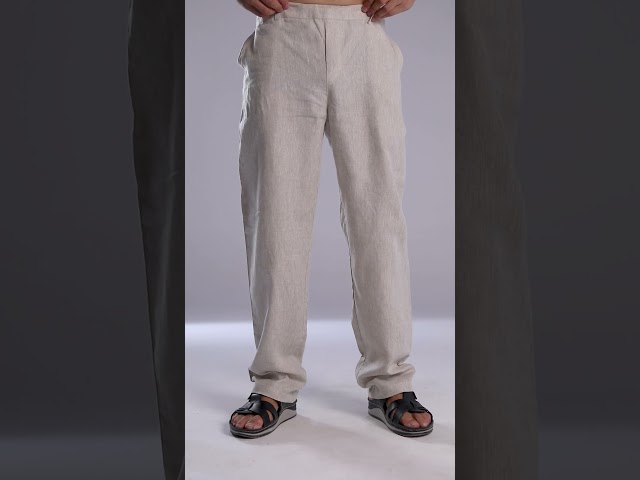 بنطلون بيج كتان رجالي - Biege Linen Pants