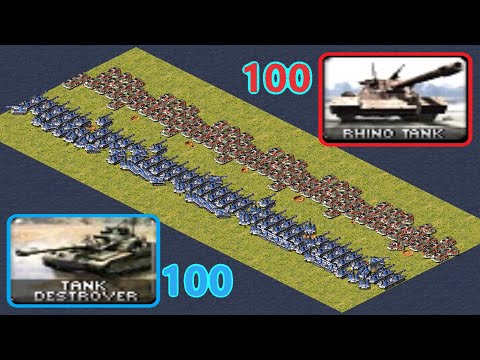 Tank Destroyer vs Rhino - long battle area - Same Cost - Red Alert 2