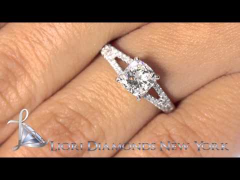 ER-0897 - 1.47 Carat E-SI1 Cushion Cut Natural Diamond Engagement Ring 18k White Gold