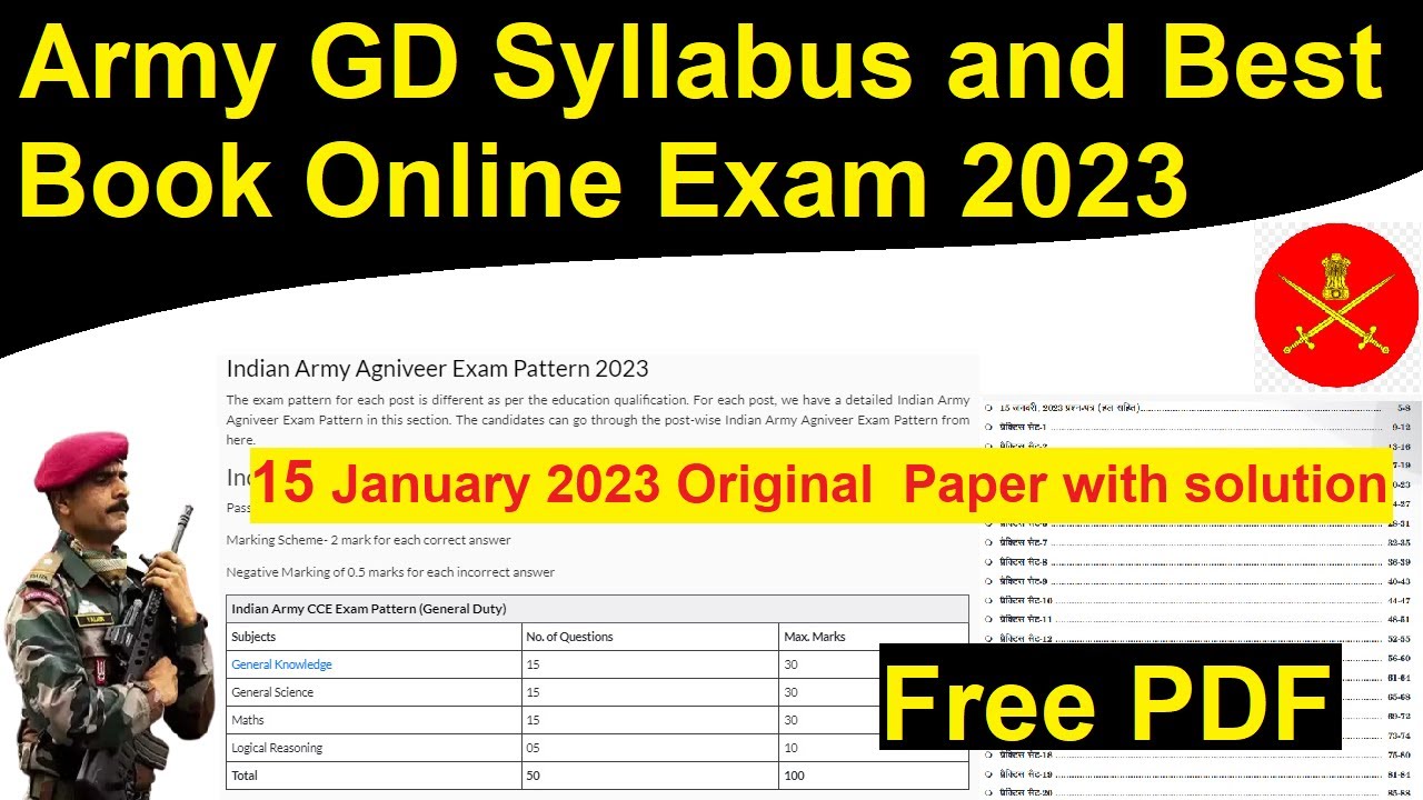 Watch video Army GD syllabus and Best Book 2023 | 15 January Original Paper with solution Free PDF Now Army GD syllabus and Best Book 2023 | 15 January Original Paper with solution Free PDF