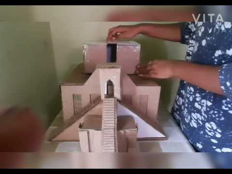 How to make the Model of Ziggurat/ with useless card board  -- Ancient temple