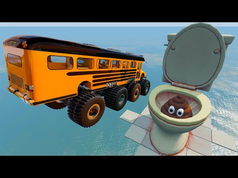 Funny Cars Jumps Over Giant Toilet and Crashes BeamNG.drive