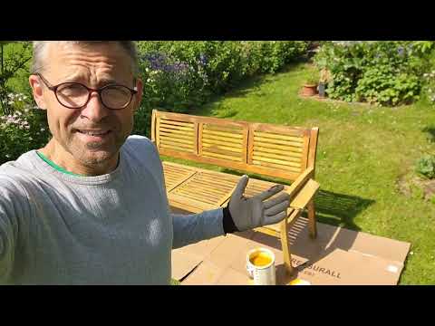 Holz steichen mit Wetterschutz Holzgel Deco Aldi alte Gartenmöbel