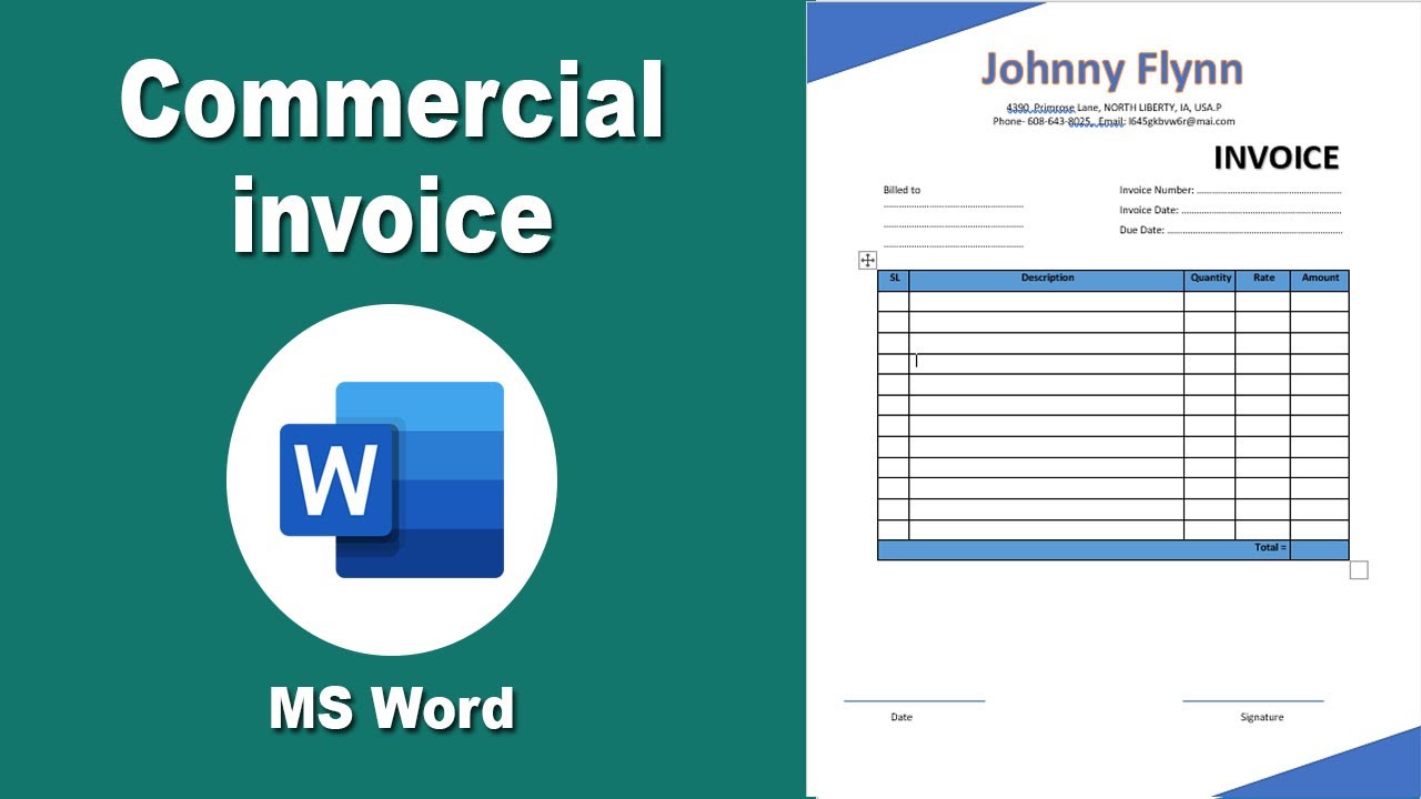 How to Create a Commercial Invoice Template using MS Word 2021