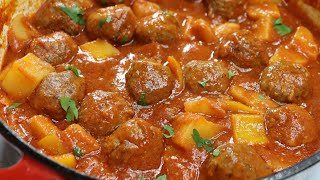 MEATBALLS  RECIPE | MEATBALLS WITH BELL PEPPERS AND POTATOES