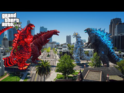 Shin Godzilla, Shin Godzilla Third Form vs Godzilla, Mechagodzilla Classic -Epic Fight ( GTA V Mod )