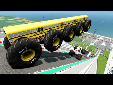 Epic High Speed Monster Truck Jumps And Crashes #080 - BeamNG Drive