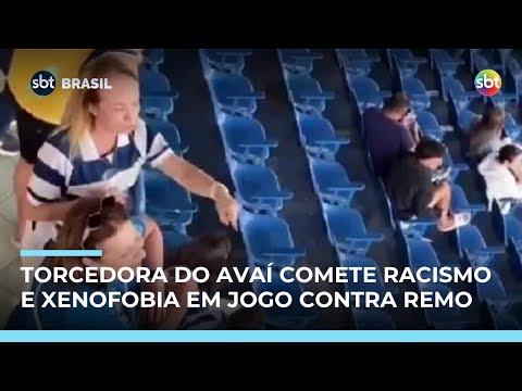 Torcedora do Avaí é flagrada cometendo racismo e xenofobia em jogo contra o Remo  | #SBTBrasil