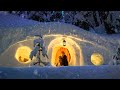 Camping Through a Blizzard in a Giant Snow Cave Dugout! | Cozy Snow Storm Survival Shelter Solo Camp