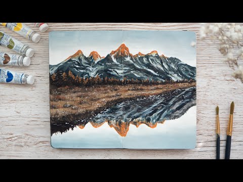 Gouache Painting Timelapse | Mountain Landscape Tutorial