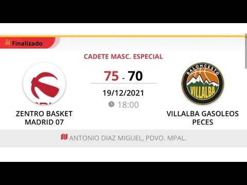 Cadete masc A ZENTRO BASKET MADRID 07 - VILLALBA GASÓLEOS PECES