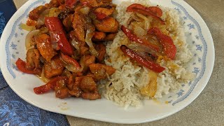 The Best Sweet Marmalade Orange Chicken, Onions, Peppers And Rice