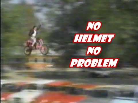man jumps 12 cars no landing ramp, no helmet !!! EDDIE KIDD