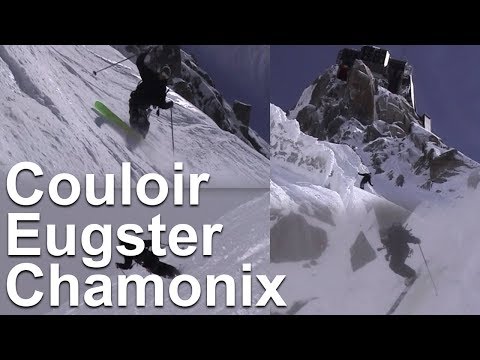 Couloir Eugster première en monoski Aiguille du Midi Chamonix Mont-Blanc pente raide montagne