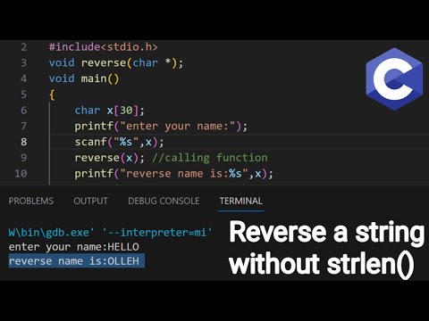 Reverse A String In C Without Using Strrev Function String Coding_journey033