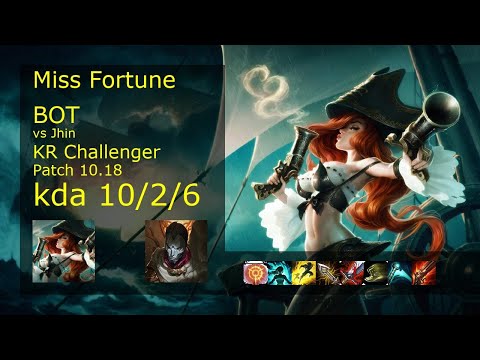 Miss Fortune ADC & Sett vs Jhin & Pantheon - KR Challenger 10/2/6 Patch 10.18 // [롤] 미스 포츈 vs 진