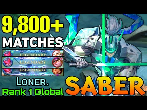 9,800+ Matches Saber NonStop Legendary! - Top 1 Global Saber by Lᴏɴᴇʀ. - Mobile Legends