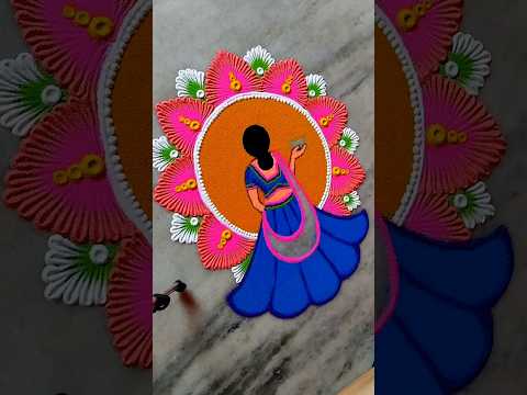 beautiful easy girl rangoli for diwali #art #rangoli #diwalirangoli #shorts #diwali