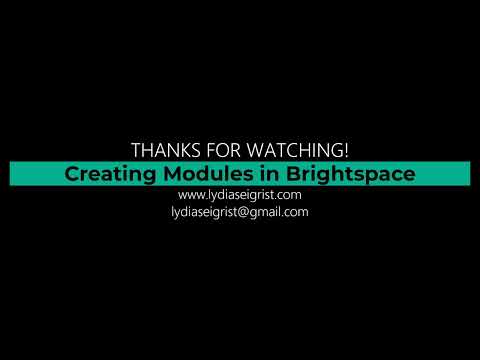 Creating Modules In D2l Brightspace