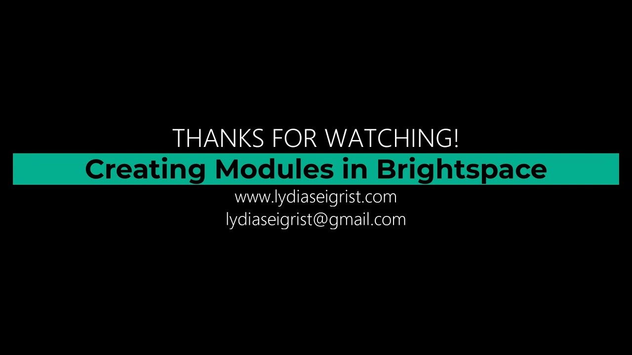 Creating Modules in D2L Brightspace