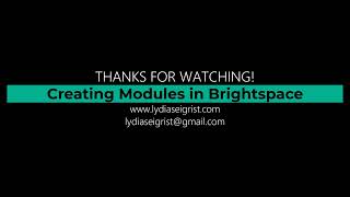 Creating Modules in D2L Brightspace
