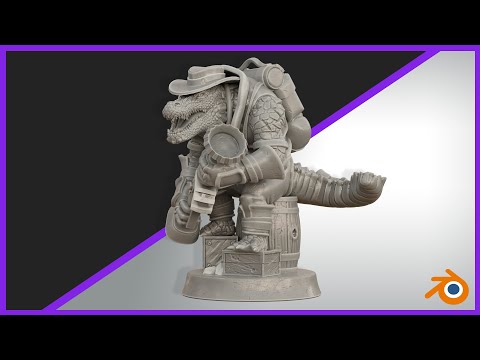 "Gator" Gix Cragmaw | Lizardfolk Smuggler | Blender Sculpting Timelapse from Start to Finish