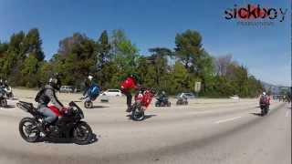 REDLINE BIKERS 3rd Annual Ride 2013 Motorcycle Wheelies Streets Tricks Crashes Stunt Spot Stunts