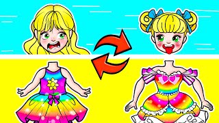 [🐾paper dolls🐾] Poor Princess vs Rich Princess Body Swap For 24 Hour | Rapunzel Family
