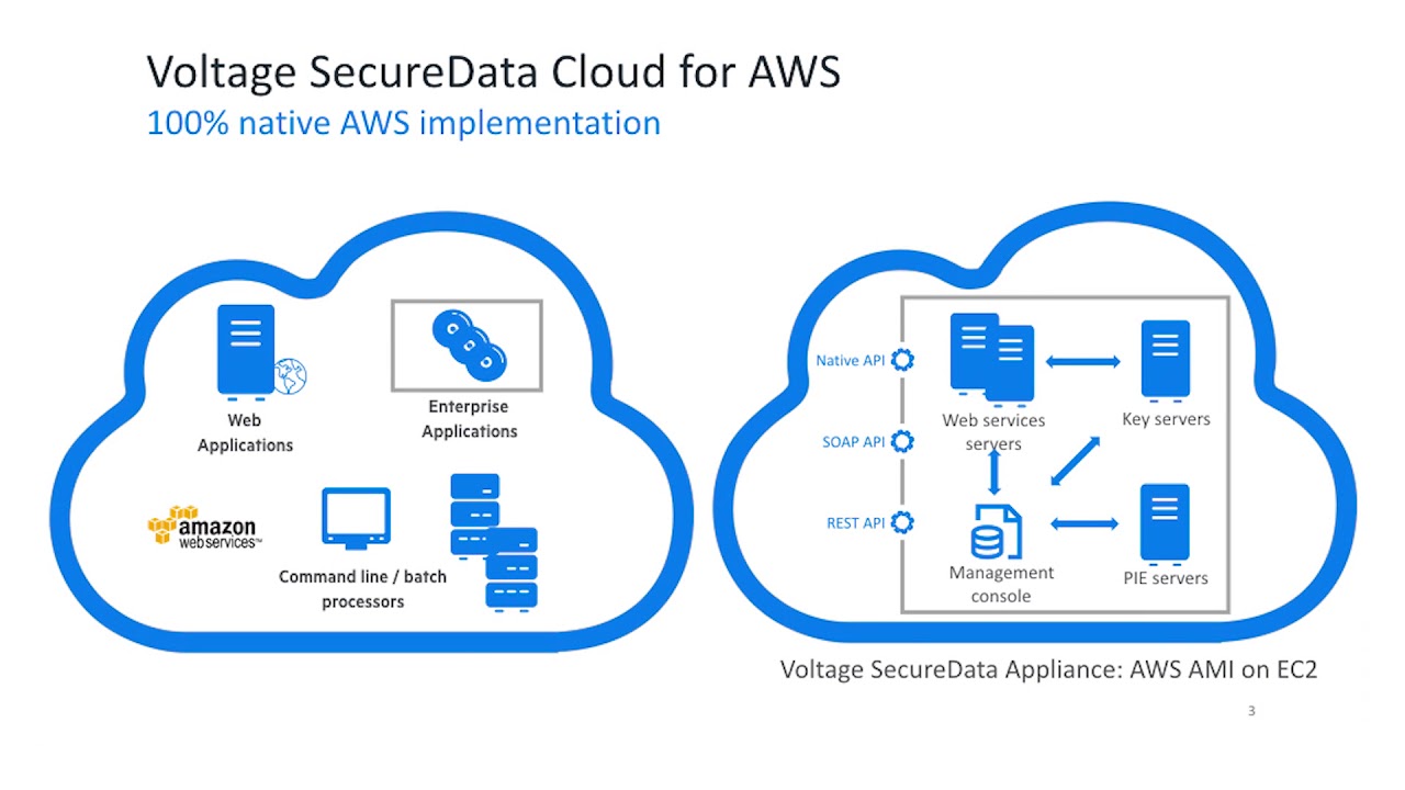 Micro Focus Voltage SecureData policy manager showing format-preserving tokenization rules applied to structured data fields across mainframe and cloud environments