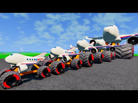 Big & Small Plane Cars Vs Thomas Train The Tank Engine Vs Giant Pit Vs Car Vs Portal_Beamng.drive