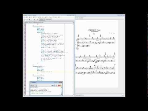 LilyPond 打ち込み風景