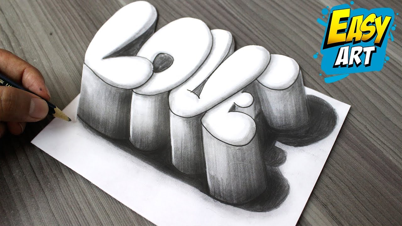Super Easy How to Draw 3D LOVE Letters BUBBLE │ 3D Love Drawings