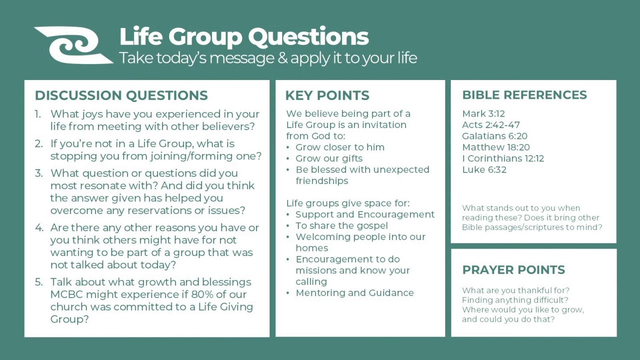 Life-Giving Groups # 3 - Answering your Questions