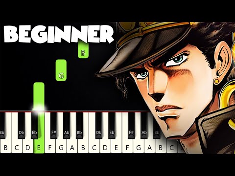 Jotaro's Theme (Jojo's Bizarre Adventures) | BEGINNER PIANO TUTORIAL + SHEET MUSIC by Betacustic