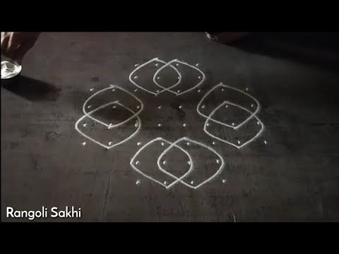 Easy 8×4 Gantu Rangoli Design | Melikala Muggulu | Sikku Kolam | Rangoli Sakhi |