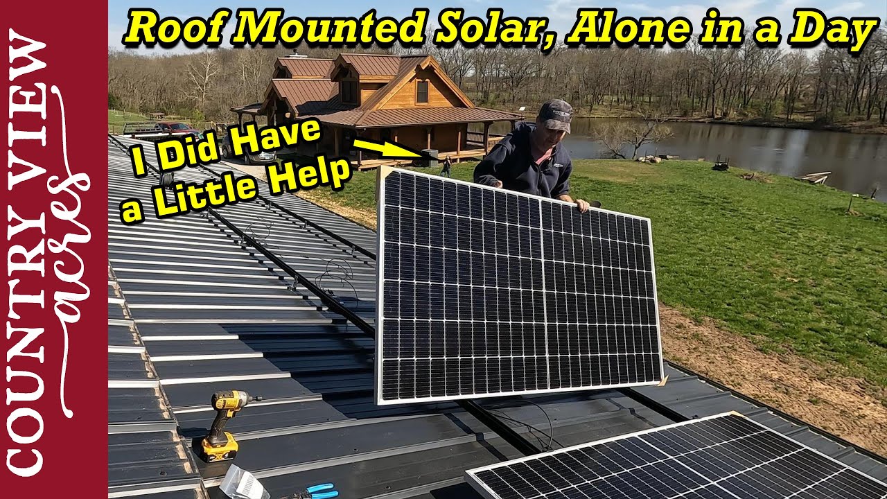 Installing Solar Panels on our Workshop Roof.  Snap-N-Rack Roof Mount with 7.36 Kilowatts of Solar