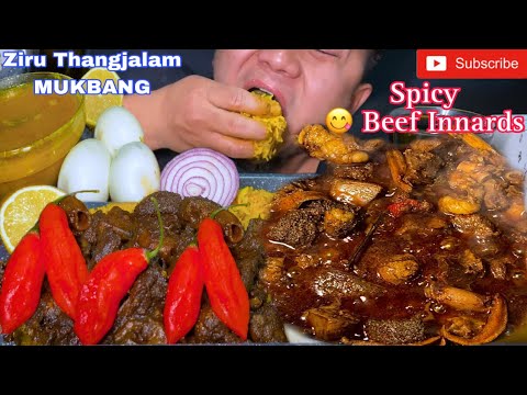 3 KING CHILLI 🌶️ & BEEF INNARDS || NORTHEAST INDIAN STYLE MUKBANG & RECIPE 😋