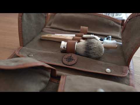 Kulturbeutel zum Aufhängen »Sid« - Handgemachte Waschtasche im Reteo-Look, Oliv-Grün | DRAKENSBERG