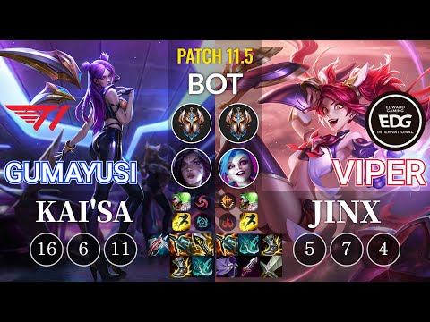 T1 Gumayusi Kai'Sa vs EDG Viper Jinx Bot - KR Patch 11.5