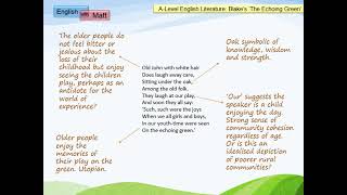 65. &#39;The Echoing Green&#39; by William Blake (A-Level)