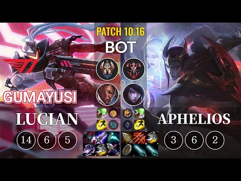 T1 Gumayusi Lucian vs Aphelios Bot - KR Patch 10.16