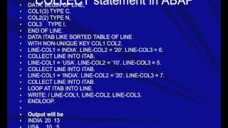 COLLECT statement in ABAP