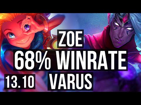 ZOE vs VARUS (MID) | Quadra, 68% winrate, 18/4/15, Legendary | KR Master | 13.10