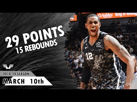 LaMarcus Aldridge - 2019.03.10 - Bucks vs Spurs - 29 Pts, 15 Rebs