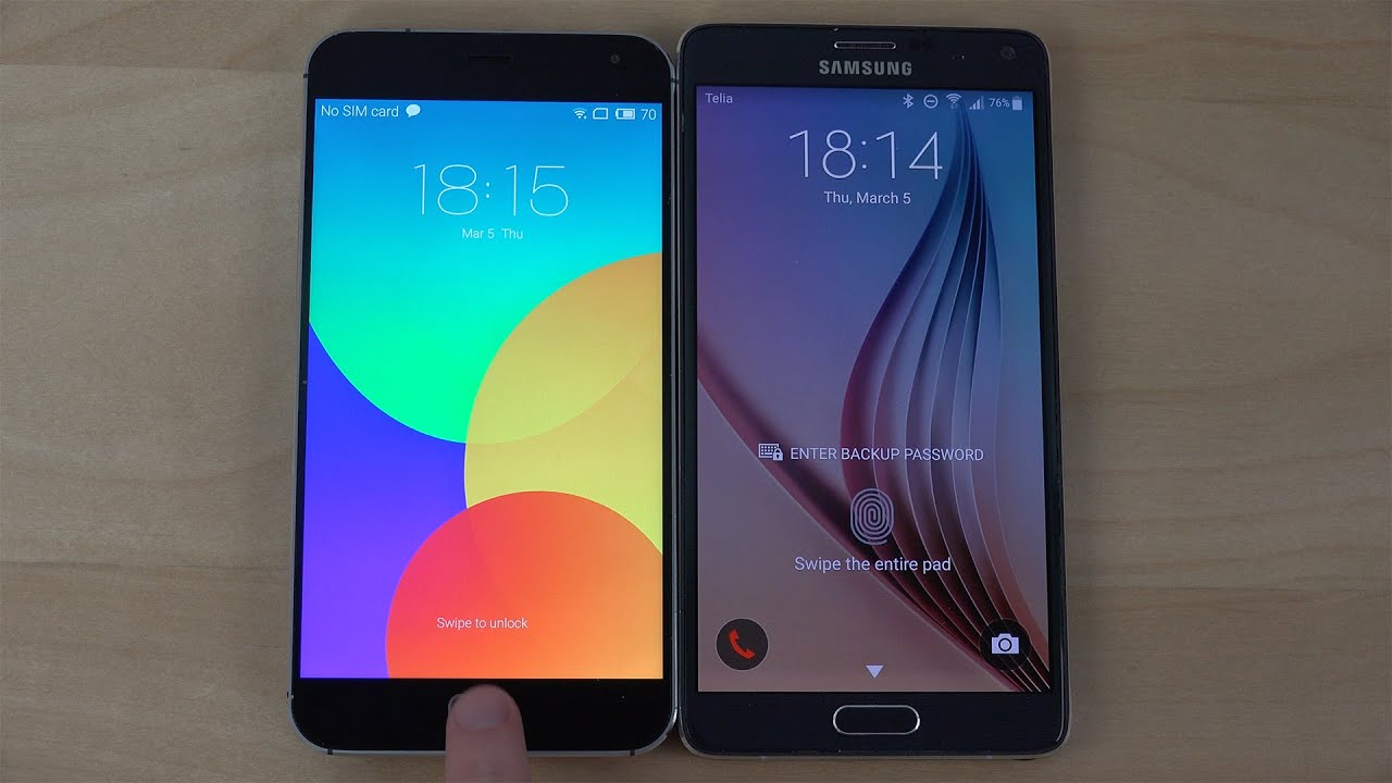 Meizu MX4 Pro vs. Samsung Galaxy Note 4 - Fingerprint Sensor Speed Review (4K)