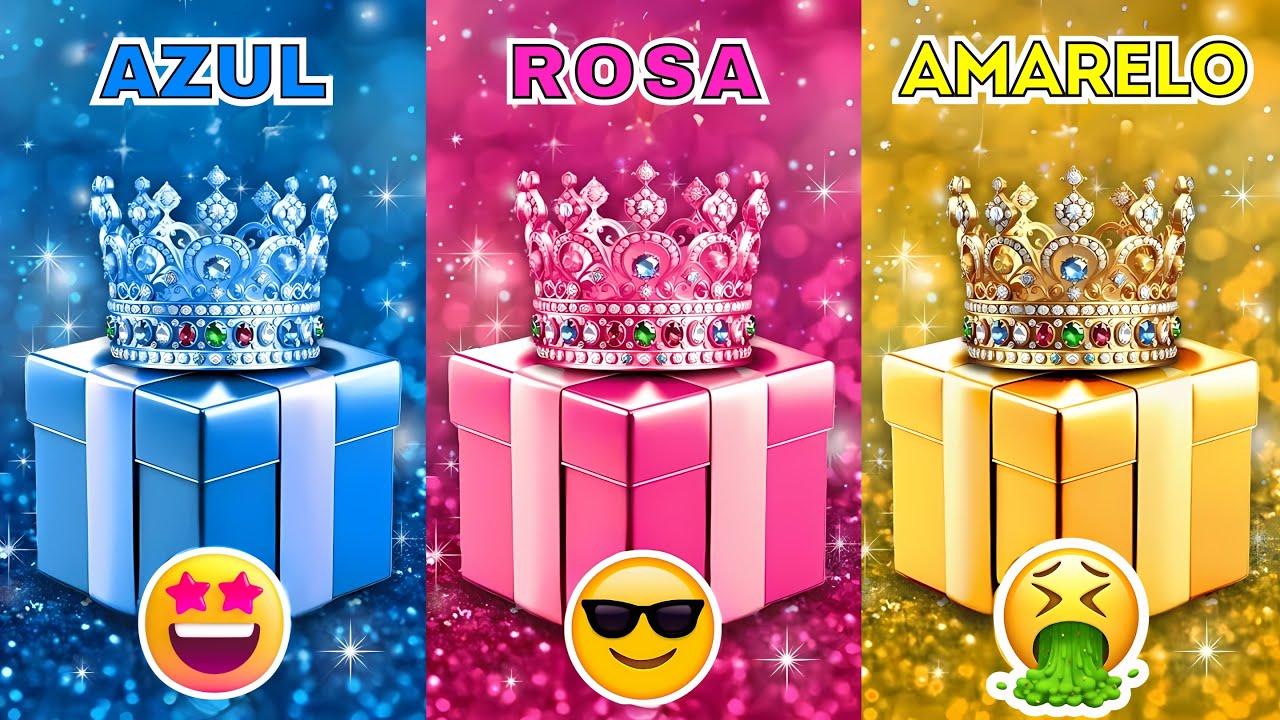 ESCOLHA SEU PRESENTE | Desafio das Cores | Seu Presente Está na Caixa Azul, Rosa ou Amarela?