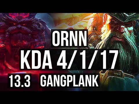 ORNN vs GANGPLANK (TOP) | 4/1/17, 1.9M mastery, 800+ games | EUW Master | 13.3