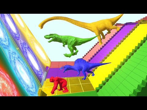 Funny Dinosaurs Toys vs Portal Trap and Maps Dino fighting ARBS Battle Jurassic World Evolution 2